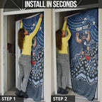 Personalized Carlton Blues Football Mascot Door Cover Aboriginal Dot Art Style Vibrant Indigenous Pattern Design