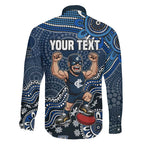 Personalized Carlton Blues Football Mascot Family Matching Mermaid Dress and Hawaiian Shirt Aboriginal Dot Art Style Vibrant Indigenous Pattern Design