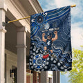 Personalized Carlton Blues Football Mascot Garden Flag Aboriginal Dot Art Style Vibrant Indigenous Pattern Design