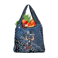 Personalized Carlton Blues Football Mascot Grocery Bag Aboriginal Dot Art Style Vibrant Indigenous Pattern Design