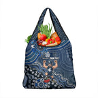 Personalized Carlton Blues Football Mascot Grocery Bag Aboriginal Dot Art Style Vibrant Indigenous Pattern Design