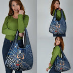 Personalized Carlton Blues Football Mascot Grocery Bag Aboriginal Dot Art Style Vibrant Indigenous Pattern Design