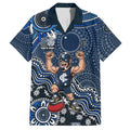 Personalized Carlton Blues Football Mascot Hawaiian Shirt Aboriginal Dot Art Style Vibrant Indigenous Pattern Design