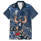 Personalized Carlton Blues Football Mascot Hawaiian Shirt Aboriginal Dot Art Style Vibrant Indigenous Pattern Design