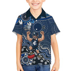 Personalized Carlton Blues Football Mascot Hawaiian Shirt Aboriginal Dot Art Style Vibrant Indigenous Pattern Design