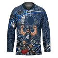 Personalized Carlton Blues Football Mascot Hockey Jersey Aboriginal Dot Art Style Vibrant Indigenous Pattern Design