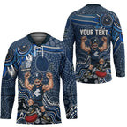 Personalized Carlton Blues Football Mascot Hockey Jersey Aboriginal Dot Art Style Vibrant Indigenous Pattern Design