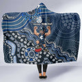 Personalized Carlton Blues Football Mascot Hooded Blanket Aboriginal Dot Art Style Vibrant Indigenous Pattern Design