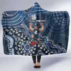 Personalized Carlton Blues Football Mascot Hooded Blanket Aboriginal Dot Art Style Vibrant Indigenous Pattern Design