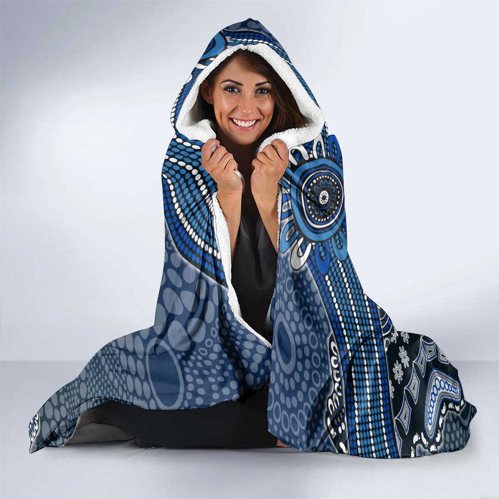 Personalized Carlton Blues Football Mascot Hooded Blanket Aboriginal Dot Art Style Vibrant Indigenous Pattern Design