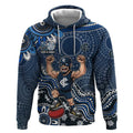Personalized Carlton Blues Football Mascot Hoodie Aboriginal Dot Art Style Vibrant Indigenous Pattern Design