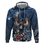 Personalized Carlton Blues Football Mascot Hoodie Aboriginal Dot Art Style Vibrant Indigenous Pattern Design