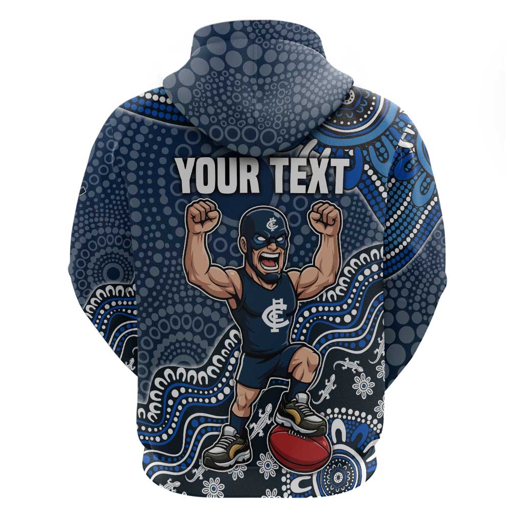 Personalized Carlton Blues Football Mascot Hoodie Aboriginal Dot Art Style Vibrant Indigenous Pattern Design