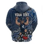 Personalized Carlton Blues Football Mascot Hoodie Aboriginal Dot Art Style Vibrant Indigenous Pattern Design