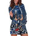 Personalized Carlton Blues Football Mascot Hoodie Dress Aboriginal Dot Art Style Vibrant Indigenous Pattern Design