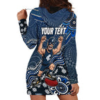 Personalized Carlton Blues Football Mascot Hoodie Dress Aboriginal Dot Art Style Vibrant Indigenous Pattern Design