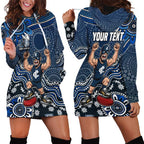 Personalized Carlton Blues Football Mascot Hoodie Dress Aboriginal Dot Art Style Vibrant Indigenous Pattern Design