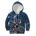 Personalized Carlton Blues Football Mascot Kid Hoodie Aboriginal Dot Art Style Vibrant Indigenous Pattern Design