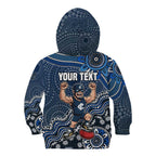 Personalized Carlton Blues Football Mascot Kid Hoodie Aboriginal Dot Art Style Vibrant Indigenous Pattern Design