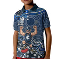 Personalized Carlton Blues Football Mascot Kid Polo Shirt Aboriginal Dot Art Style Vibrant Indigenous Pattern Design