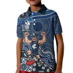 Personalized Carlton Blues Football Mascot Kid Polo Shirt Aboriginal Dot Art Style Vibrant Indigenous Pattern Design