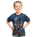 Personalized Carlton Blues Football Mascot Kid T Shirt Aboriginal Dot Art Style Vibrant Indigenous Pattern Design