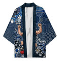 Personalized Carlton Blues Football Mascot Kimono Aboriginal Dot Art Style Vibrant Indigenous Pattern Design