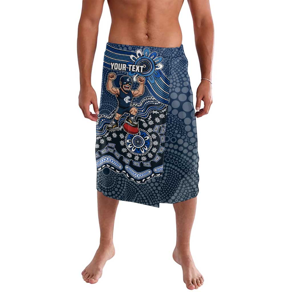 Personalized Carlton Blues Football Mascot Lavalava Aboriginal Dot Art Style Vibrant Indigenous Pattern Design