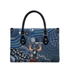 Personalized Carlton Blues Football Mascot Leather Bag Aboriginal Dot Art Style Vibrant Indigenous Pattern Design