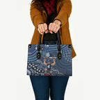Personalized Carlton Blues Football Mascot Leather Bag Aboriginal Dot Art Style Vibrant Indigenous Pattern Design