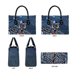 Personalized Carlton Blues Football Mascot Leather Bag Aboriginal Dot Art Style Vibrant Indigenous Pattern Design