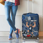 Personalized Carlton Blues Football Mascot Luggage Cover Aboriginal Dot Art Style Vibrant Indigenous Pattern Design