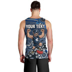Personalized Carlton Blues Football Mascot Men Tank Top Aboriginal Dot Art Style Vibrant Indigenous Pattern Design