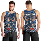 Personalized Carlton Blues Football Mascot Men Tank Top Aboriginal Dot Art Style Vibrant Indigenous Pattern Design