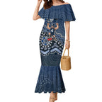 Personalized Carlton Blues Football Mascot Mermaid Dress Aboriginal Dot Art Style Vibrant Indigenous Pattern Design