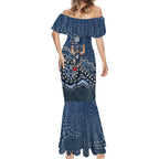 Personalized Carlton Blues Football Mascot Mermaid Dress Aboriginal Dot Art Style Vibrant Indigenous Pattern Design