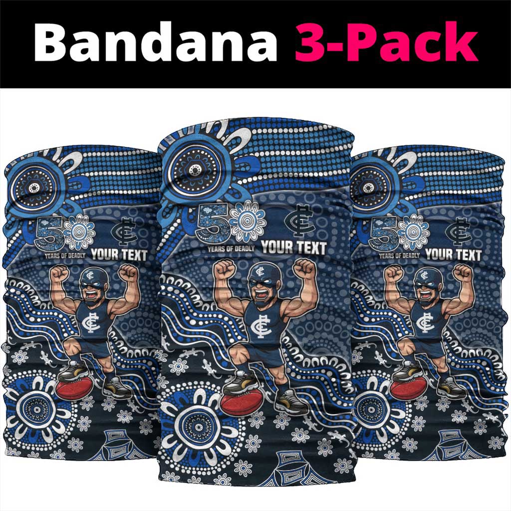 Personalized Carlton Blues Football Mascot Neck Gaiter Aboriginal Dot Art Style Vibrant Indigenous Pattern Design