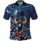 Personalized Carlton Blues Football Mascot Polo Shirt Aboriginal Dot Art Style Vibrant Indigenous Pattern Design