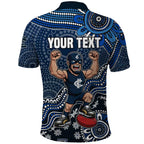 Personalized Carlton Blues Football Mascot Polo Shirt Aboriginal Dot Art Style Vibrant Indigenous Pattern Design