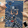 Personalized Carlton Blues Football Mascot Puzzle Aboriginal Dot Art Style Vibrant Indigenous Pattern Design