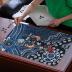 Personalized Carlton Blues Football Mascot Puzzle Aboriginal Dot Art Style Vibrant Indigenous Pattern Design