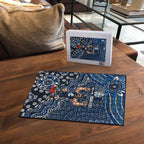Personalized Carlton Blues Football Mascot Puzzle Aboriginal Dot Art Style Vibrant Indigenous Pattern Design