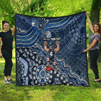 Personalized Carlton Blues Football Mascot Quilt Aboriginal Dot Art Style Vibrant Indigenous Pattern Design