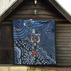 Personalized Carlton Blues Football Mascot Quilt Aboriginal Dot Art Style Vibrant Indigenous Pattern Design