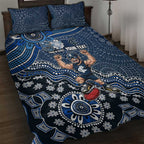 Personalized Carlton Blues Football Mascot Quilt Bed Set Aboriginal Dot Art Style Vibrant Indigenous Pattern Design