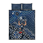 Personalized Carlton Blues Football Mascot Quilt Bed Set Aboriginal Dot Art Style Vibrant Indigenous Pattern Design