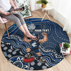 Personalized Carlton Blues Football Mascot Round Carpet Aboriginal Dot Art Style Vibrant Indigenous Pattern Design