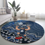 Personalized Carlton Blues Football Mascot Round Carpet Aboriginal Dot Art Style Vibrant Indigenous Pattern Design