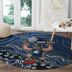 Personalized Carlton Blues Football Mascot Round Carpet Aboriginal Dot Art Style Vibrant Indigenous Pattern Design