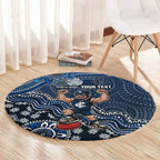 Personalized Carlton Blues Football Mascot Round Carpet Aboriginal Dot Art Style Vibrant Indigenous Pattern Design